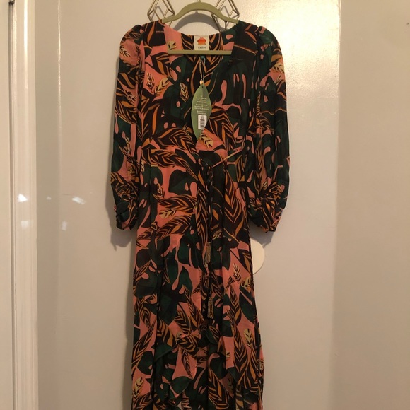 SOLD Farm Rio Pale Leaf Wrap Dress - Picture 7 of 11